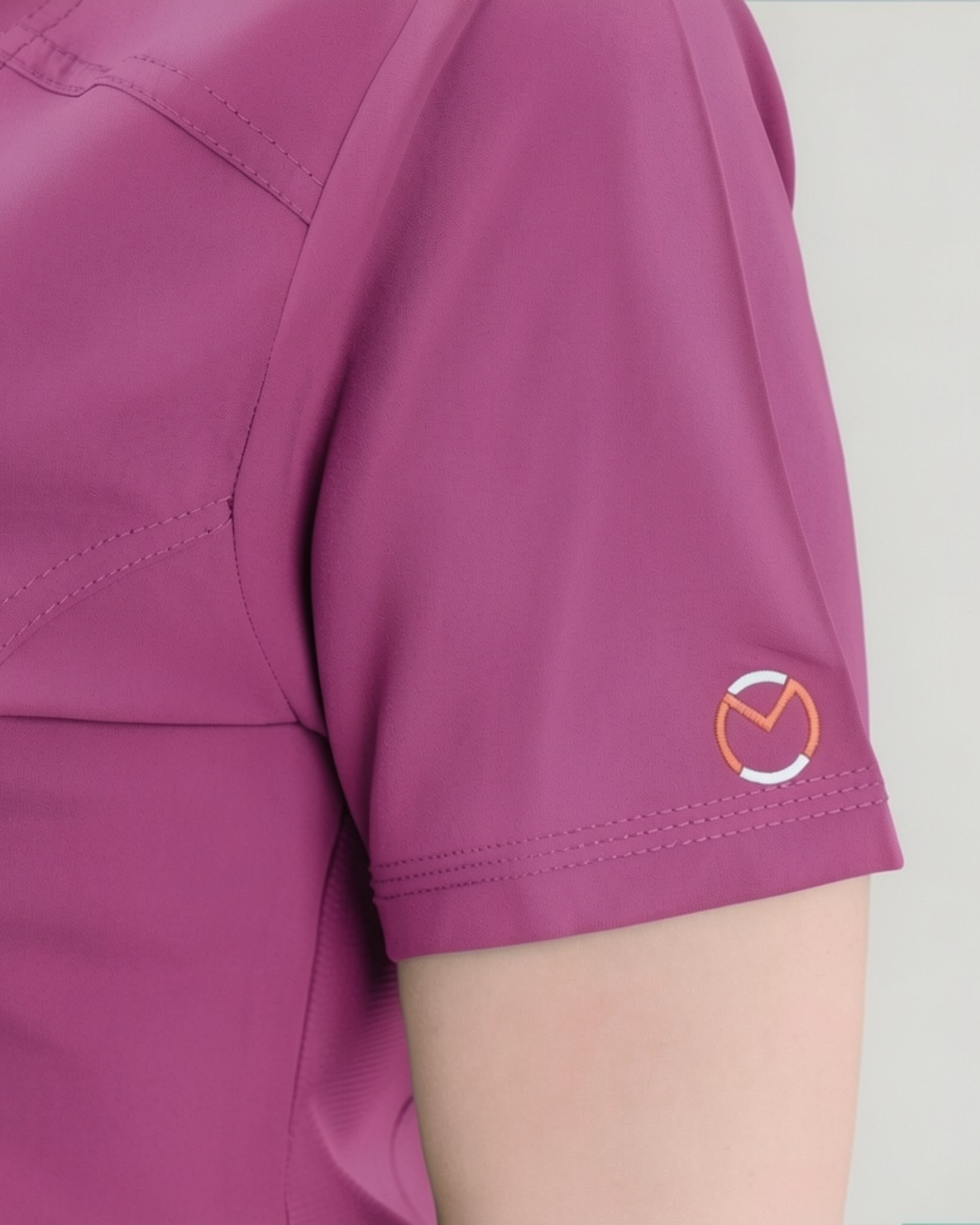 Women's Journey Mandarin Collar Scrub Top, VLP Velvet Peach image number 1