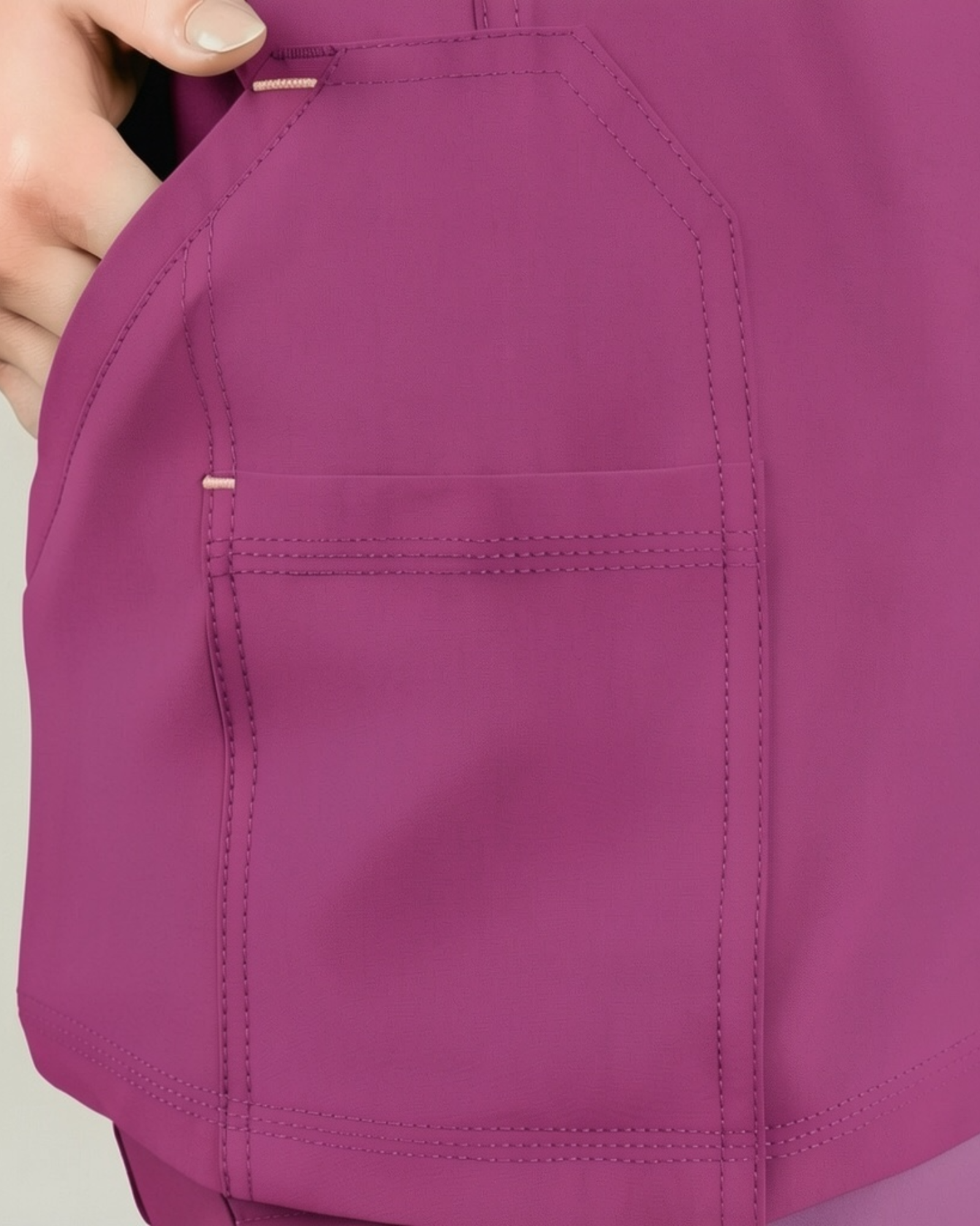 Women's Journey Mandarin Collar Scrub Top, VLP Velvet Peach image number 4